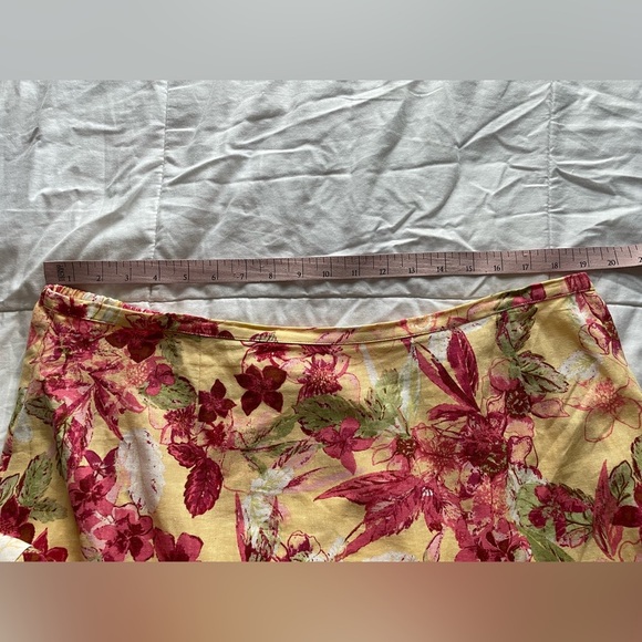 Emma James Linen Rayon Butter Yellow Floral Tiered Skirt 16W Fairy Cottage Boho - Picture 8 of 9